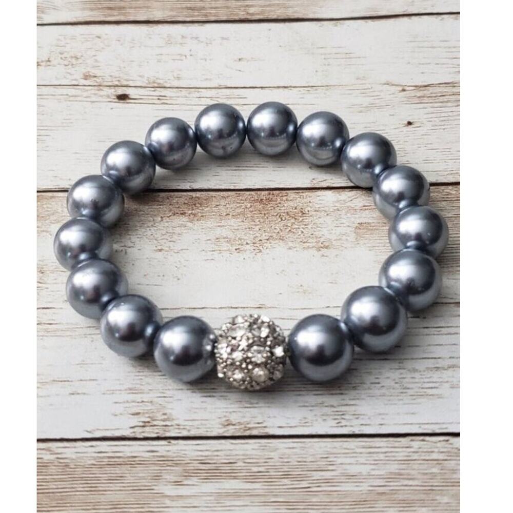 Vintage Stretch Bracelet / Bangle - Chunky Metallic Sky Blue
